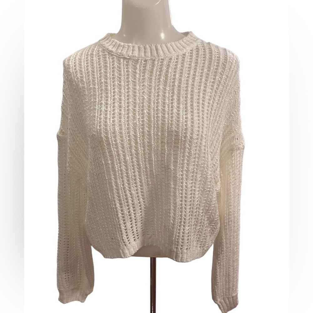 Pinch Off-White Open Knit Boxy Crop Sweater size S
